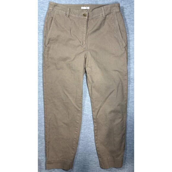 Eileen Fisher Womens Khaki Cropped Pants Size 8 Organic Cotton‎ & Hemp Blend - Picture 1 of 4